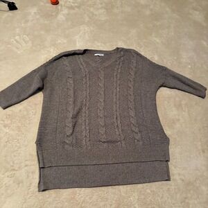 Sonoma Goods For Life Brown Cable Knit Sweater Womens Medium V-Neck